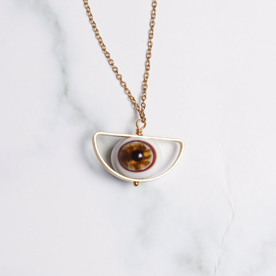 Golden Eye Pendant Necklace