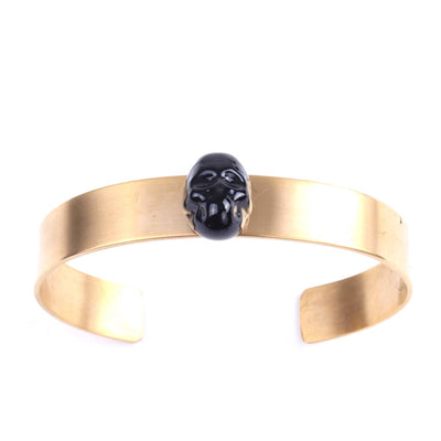 Skull Cuff Bracelet Black & Gold